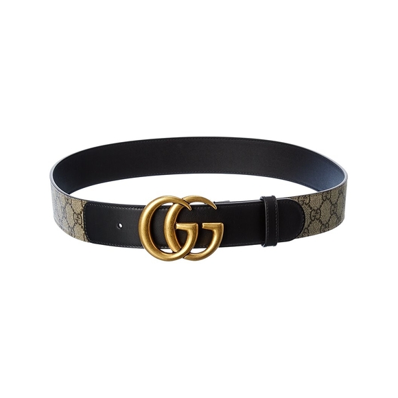 Gucci Black and Gold GG Monogram Belt - Picture 1 of 2